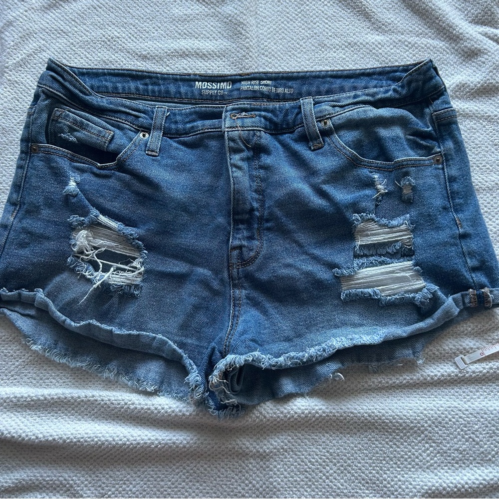 Mossimo Supply Co. Blue Distressed Jean Shorts Size 14
